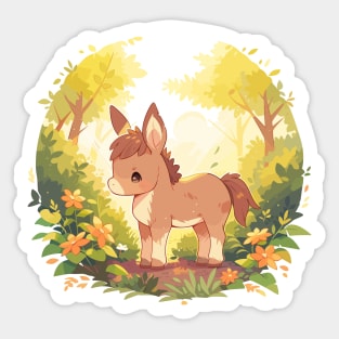 Baby Kawaii Forest Donkey Sticker